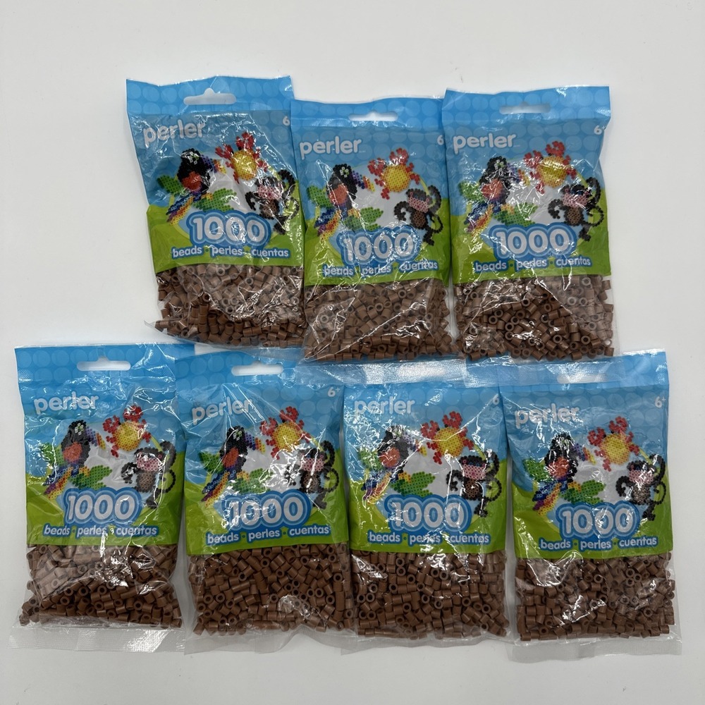 Lot Of 7 1,000 Perler Light Brown Color Iron On Fuse Beads 80-19021 Brand New